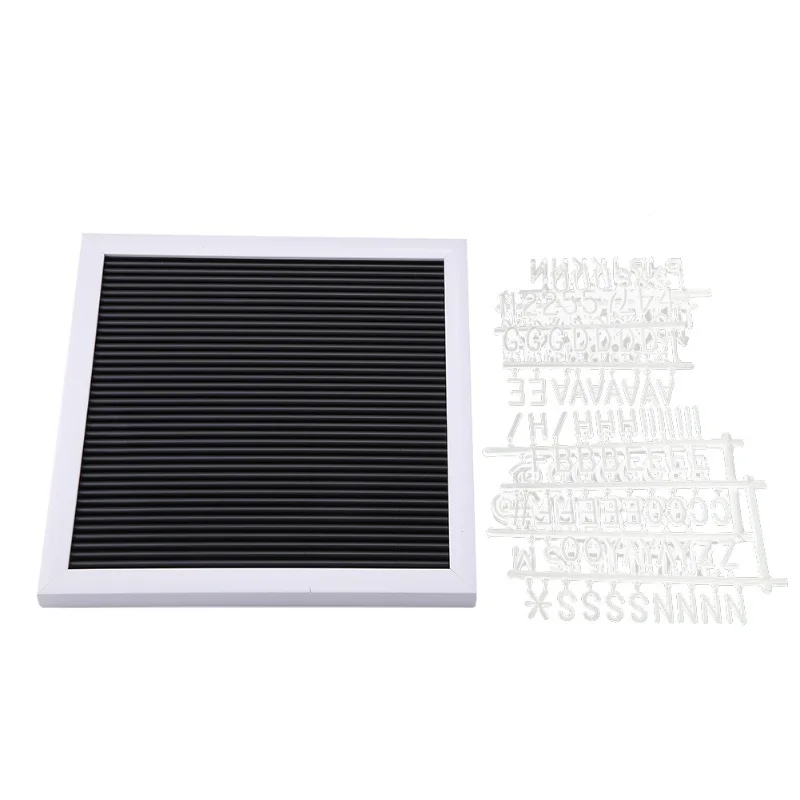 25cm*25cm Message Plastic Letter Board Sign Changeable Letters Numbers Room Decor (White Frame)