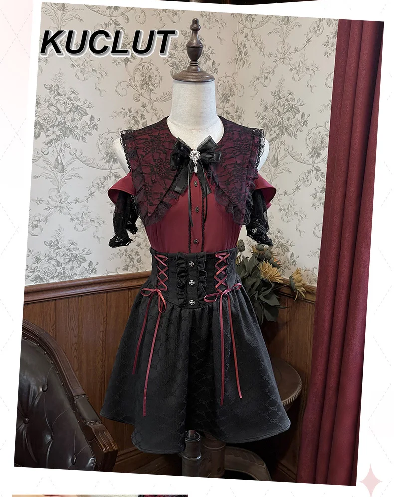 

Ladies Two Piece Set Outfits Summer Subculture Japanese Style Off-Shoulder Shirt and Skirt Mass-Produced Two-Piece Sets Women