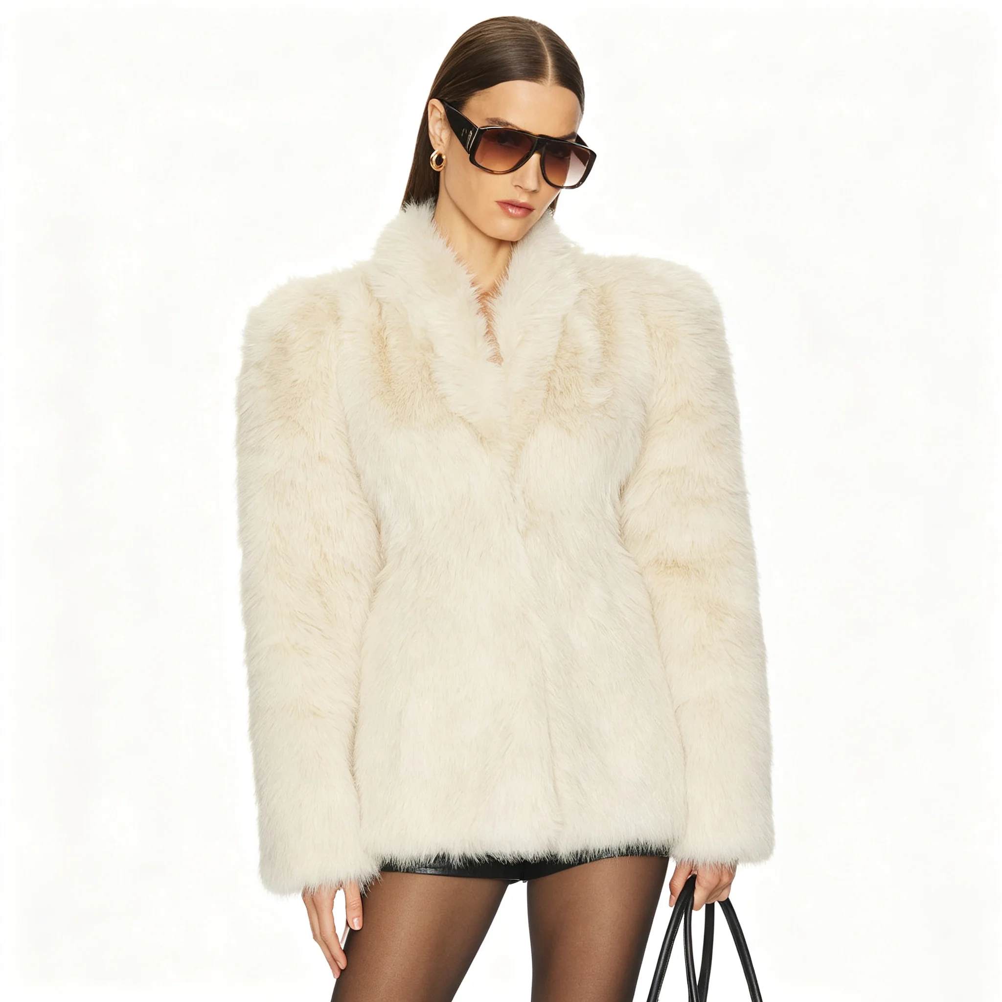 RU 2026 Women Faux Fur Coat Slim Plush Jacket Suitable For Autumn Winter Elegant Club Street Fashion Outfits