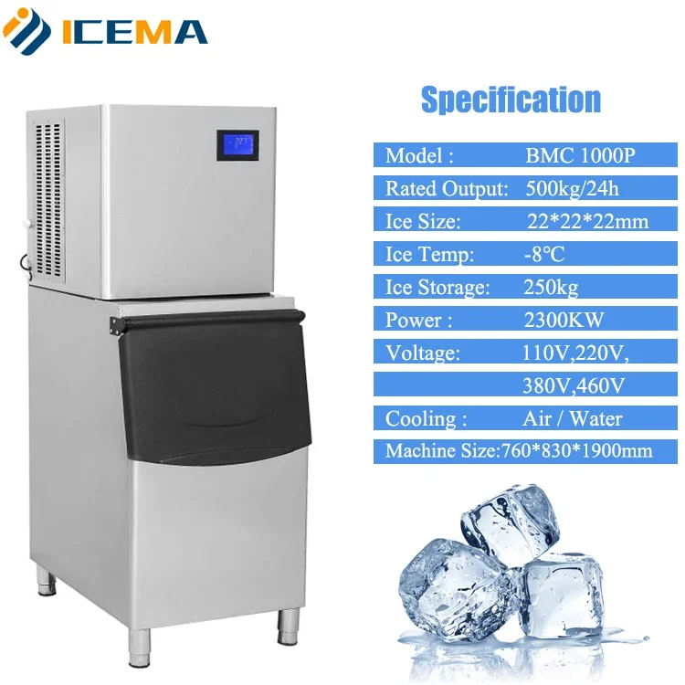 ICEMA 36kg~1000kg Ice making machines Commercial Ice cube making machine for hotel and restaurant