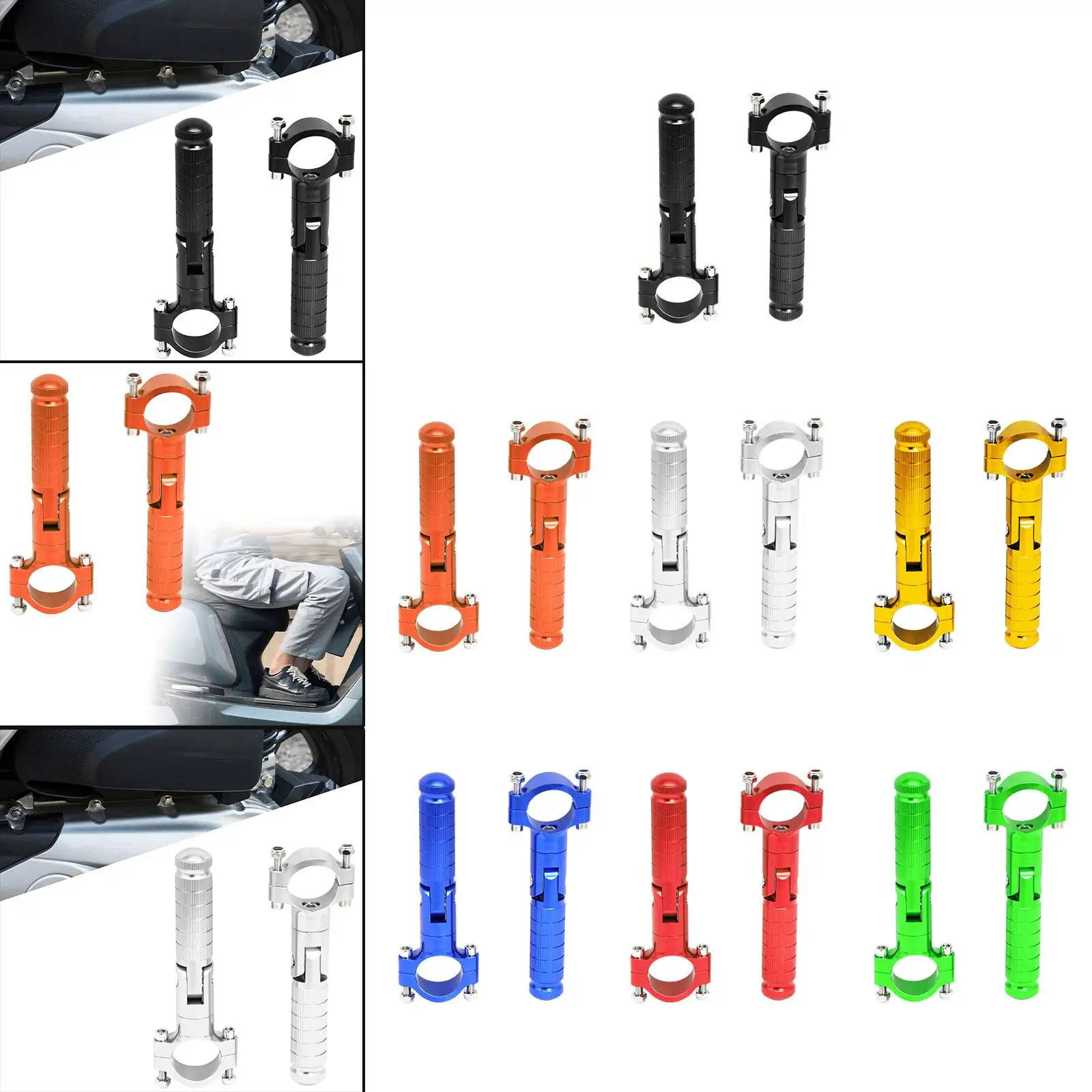 

1 Pair of Motorcycle Foot Pegs Replaces Anti Slip Repair Parts Easy to Install Aluminum Alloy Electric Motorbike Footrests
