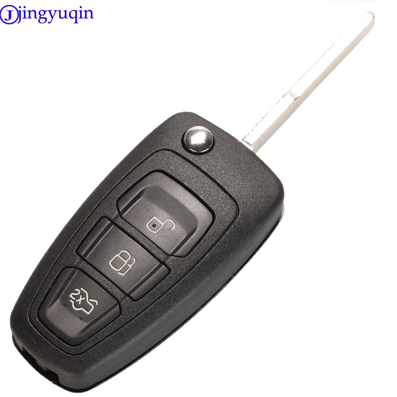 Jingyuqin 10PS รีโมทพับฝาครอบกุญแจรถกรณีเชลล์สําหรับ Ford Focus Fiesta 2013 Fob HU101 Fo21 กรณีใบมีด