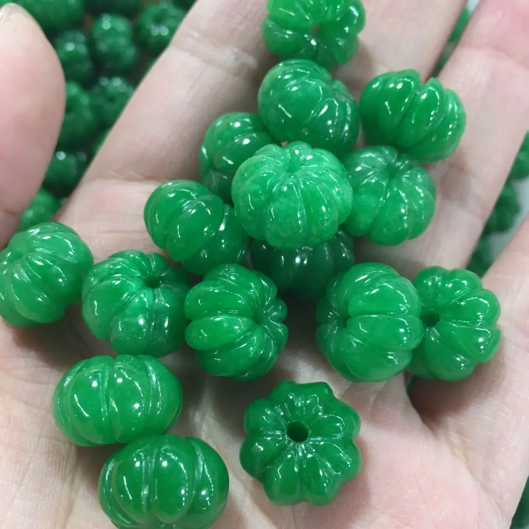 Myanmar Grade A Jadeite Green Jade Pumpkin Beads For Jewelry Making Diy Bracelet Beaded Necklace Burma Jade Beads Accessories