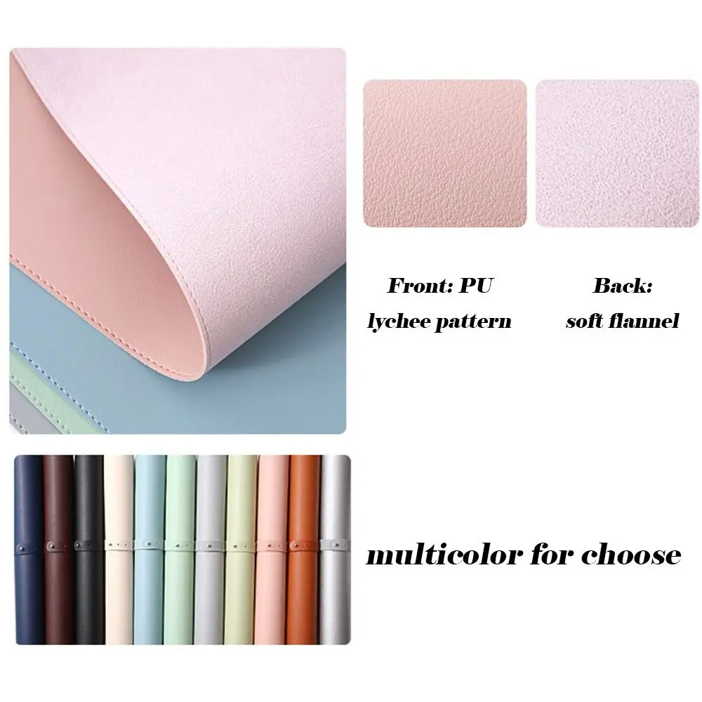 

Easy Clean Dual Side PU Mouse Pad PU Leather Waterproof Desk Protector Mat Velvet Bottom Large Size Desk Blotter Office