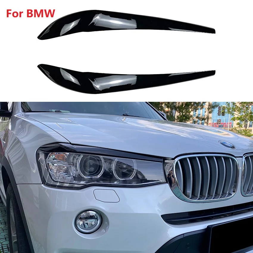 

2pcs Headlight Eyelids Eyebrows Body Kit Sticker Tuning For BMW X3 F25 X4 F26 2014 2015 2016 2017 2018 Gloss Black ABS Plastic