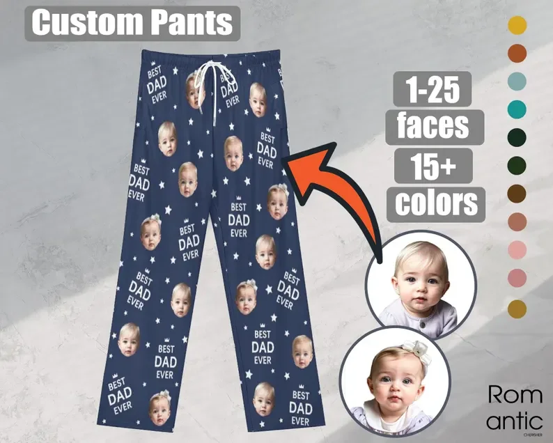 Custom Face Pajama pants,Best dad ever,Gift for dad/mom,Custom Pajamas pants,best mom ever,Birthday Day gift,Unisex Dog pants