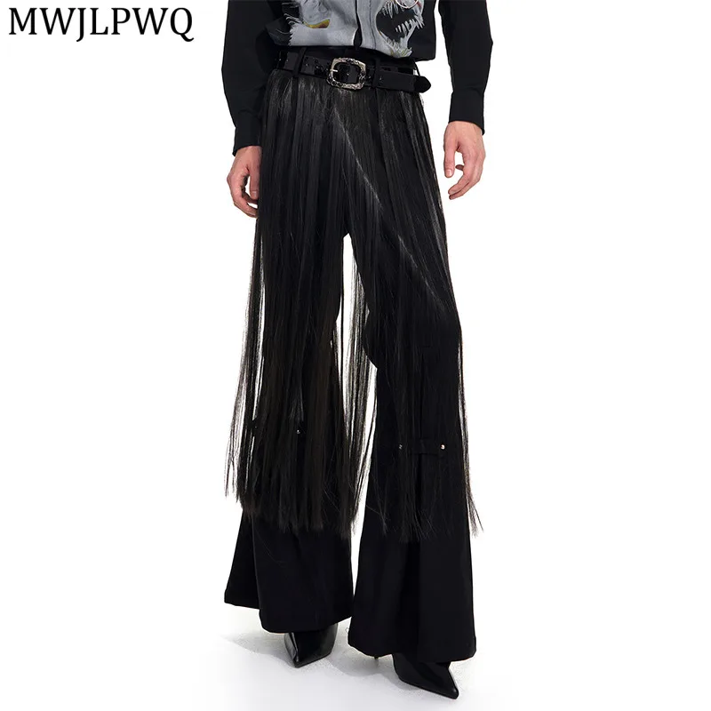 

MWJLPWQ High-End Niche Patchwork Stylist Pants Men's High Street Autumn Flared Casual Male Trousers 2025 Fashion New 11741