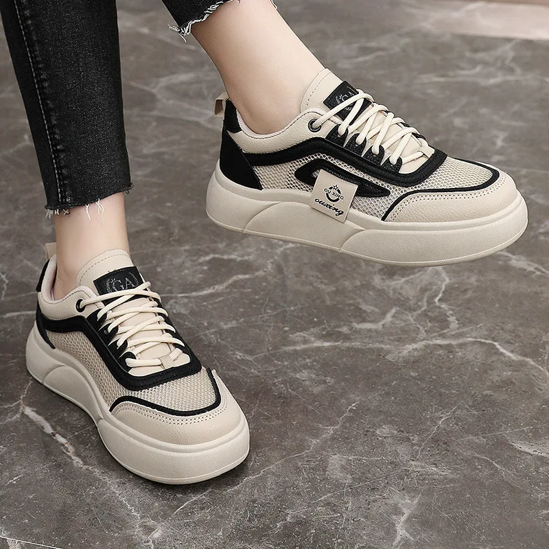 New Summer Women's Sneaker Flats Sports Fashion Trend Casual Women's Shoes Heel Height 4cm Feet Wide Feet Fat Plus One Size