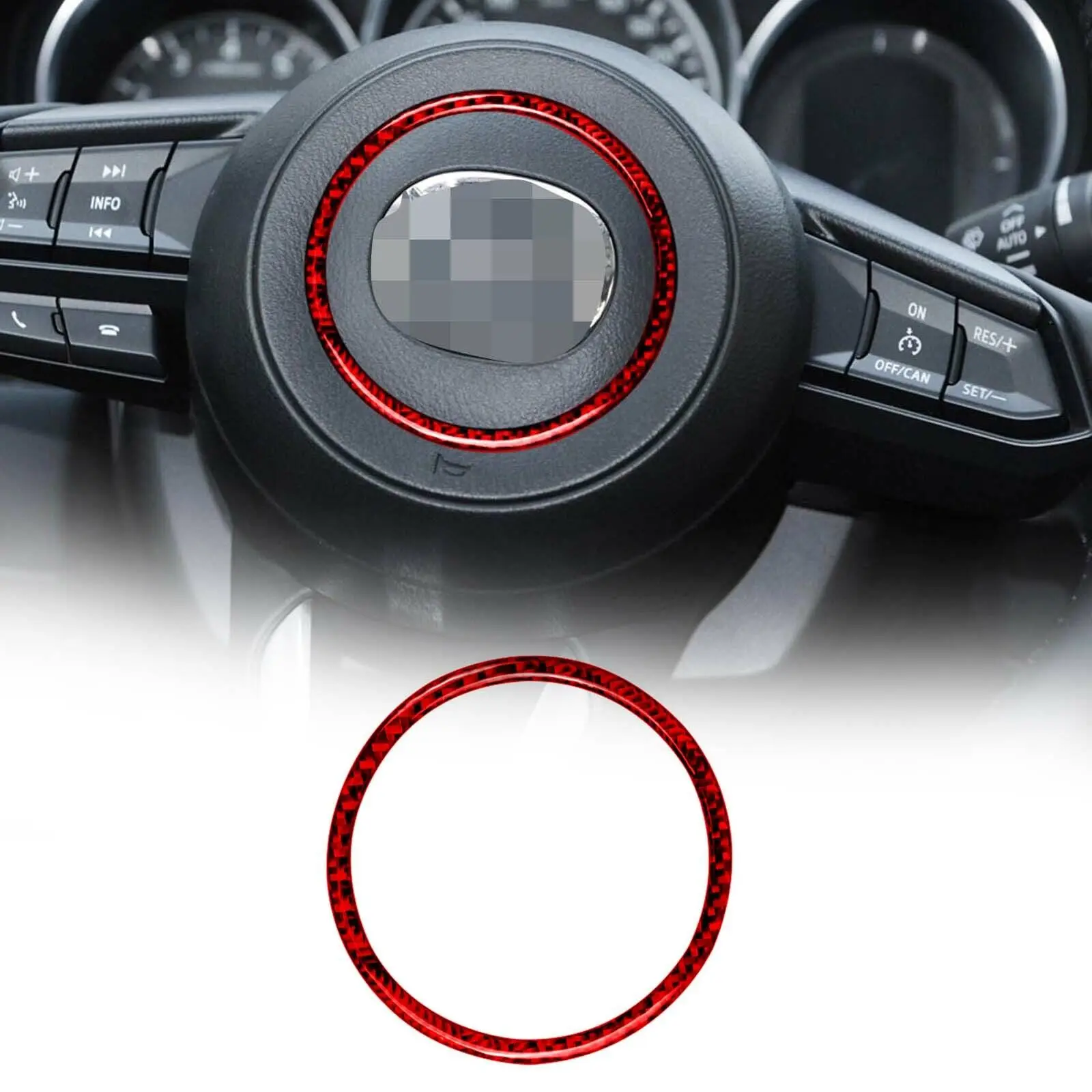 

Red Carbon Fiber Steering Wheel Panel Frame Ring Trim For Mazda CX-5 2017-2018