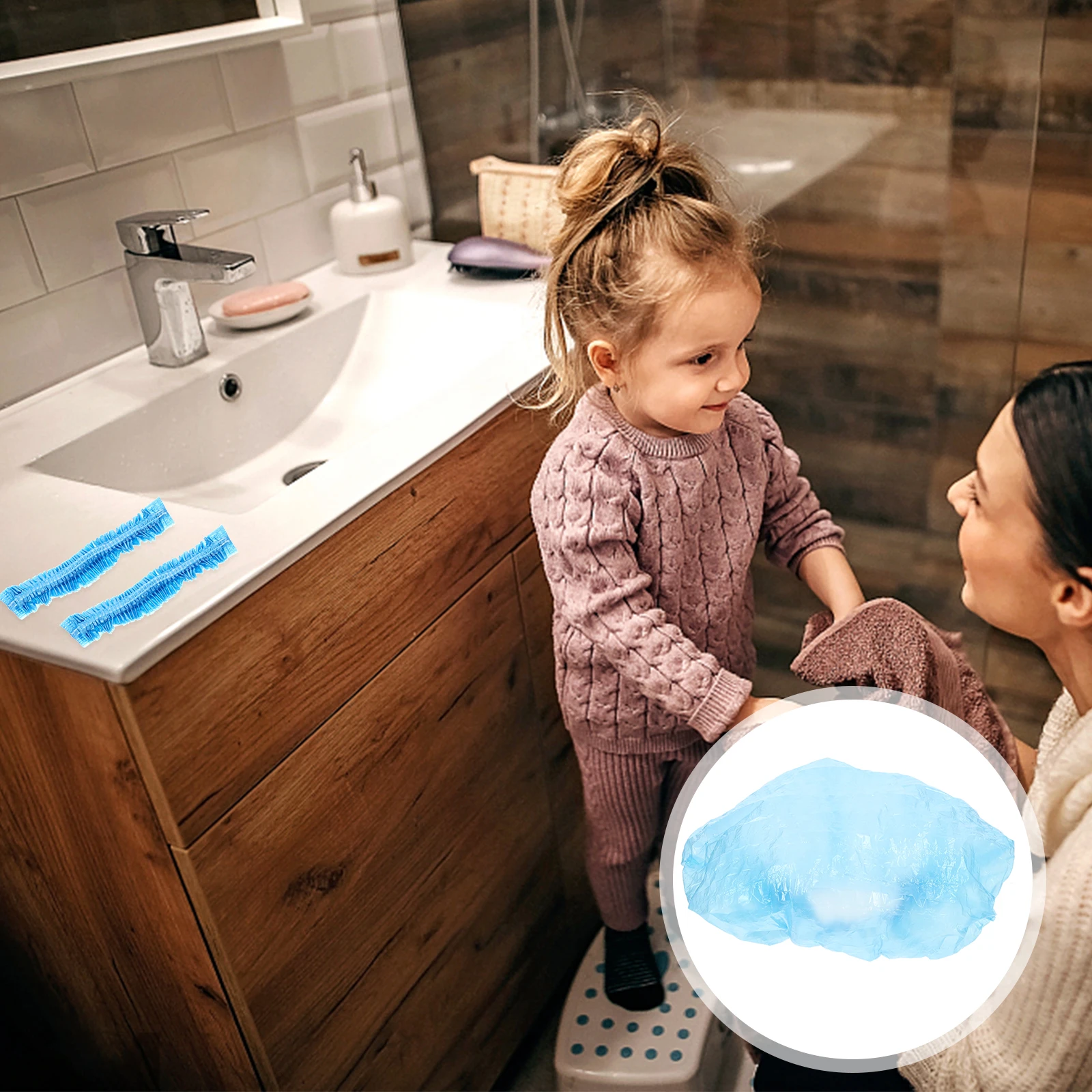 

200 Pcs Household Waterproof Hair Cap Shower Women's Caps Home Pe Bath Disposable