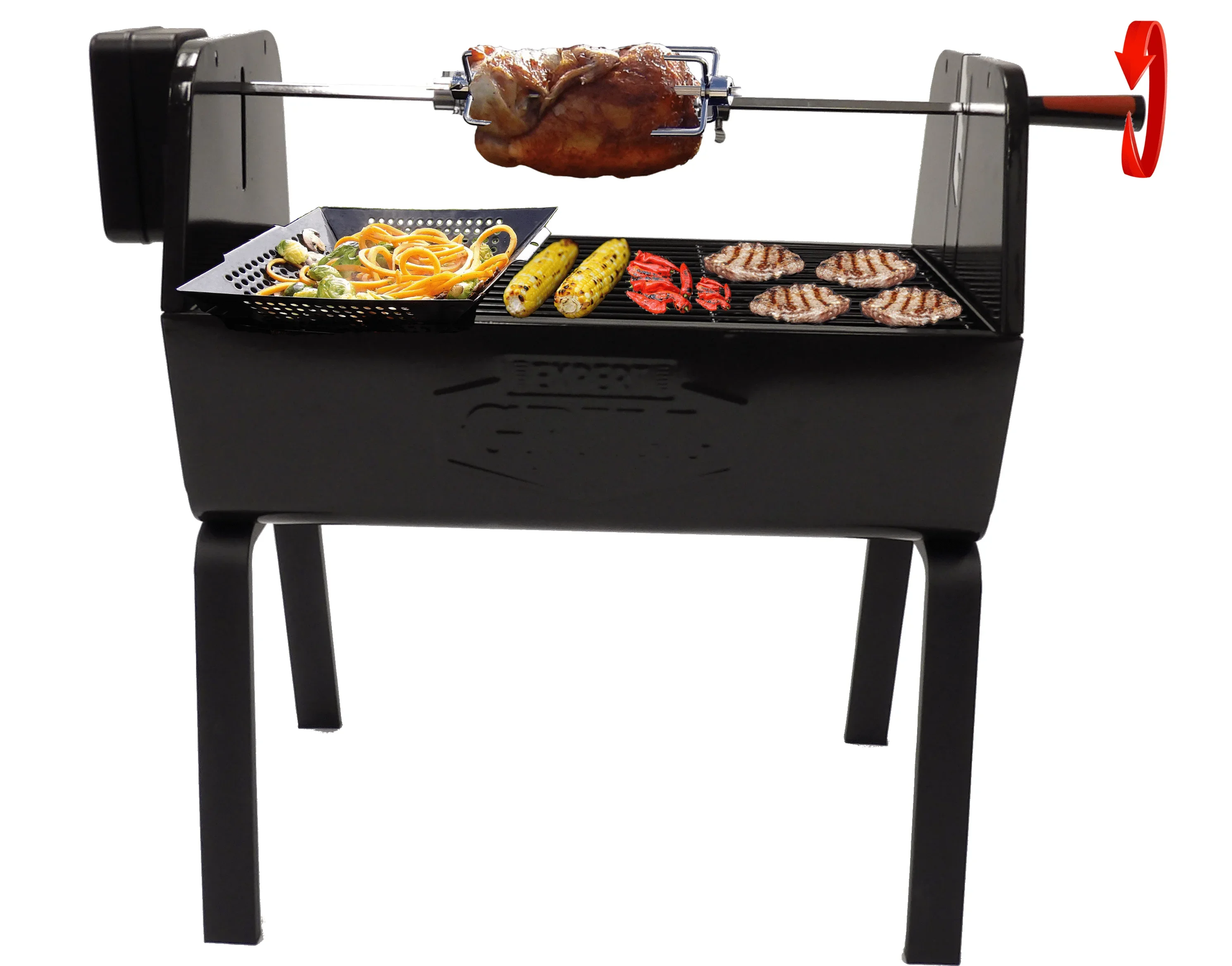 

Outdoor Charcoal Portable Rotisserie BBQ Grill for Patio, Garden, Camping