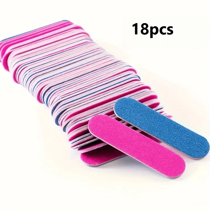 18 Pcs Double-Sided Nail Files: Miniature, Two-Sided, and Thin Nail Buffers for Smooth Nails - No Fragrance