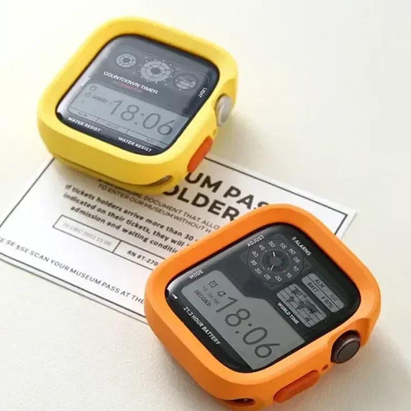 Funda de silicona blanda para reloj, cubierta mate anticaída deportiva para iwatch Ultra de 49mm, 41mm, 40mm, 44mm, 45mm, 9, 8, 7, 6, SE 5