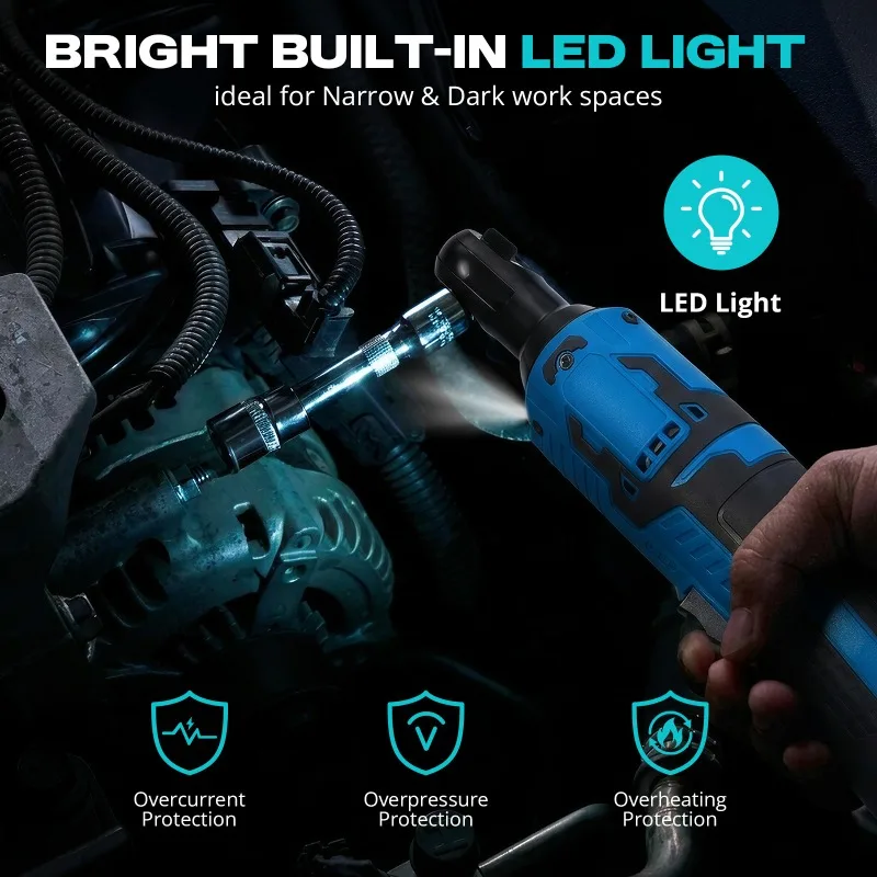 Cordless lithium battery ratchet wrench wireless torque efficient tightening long-term battery life