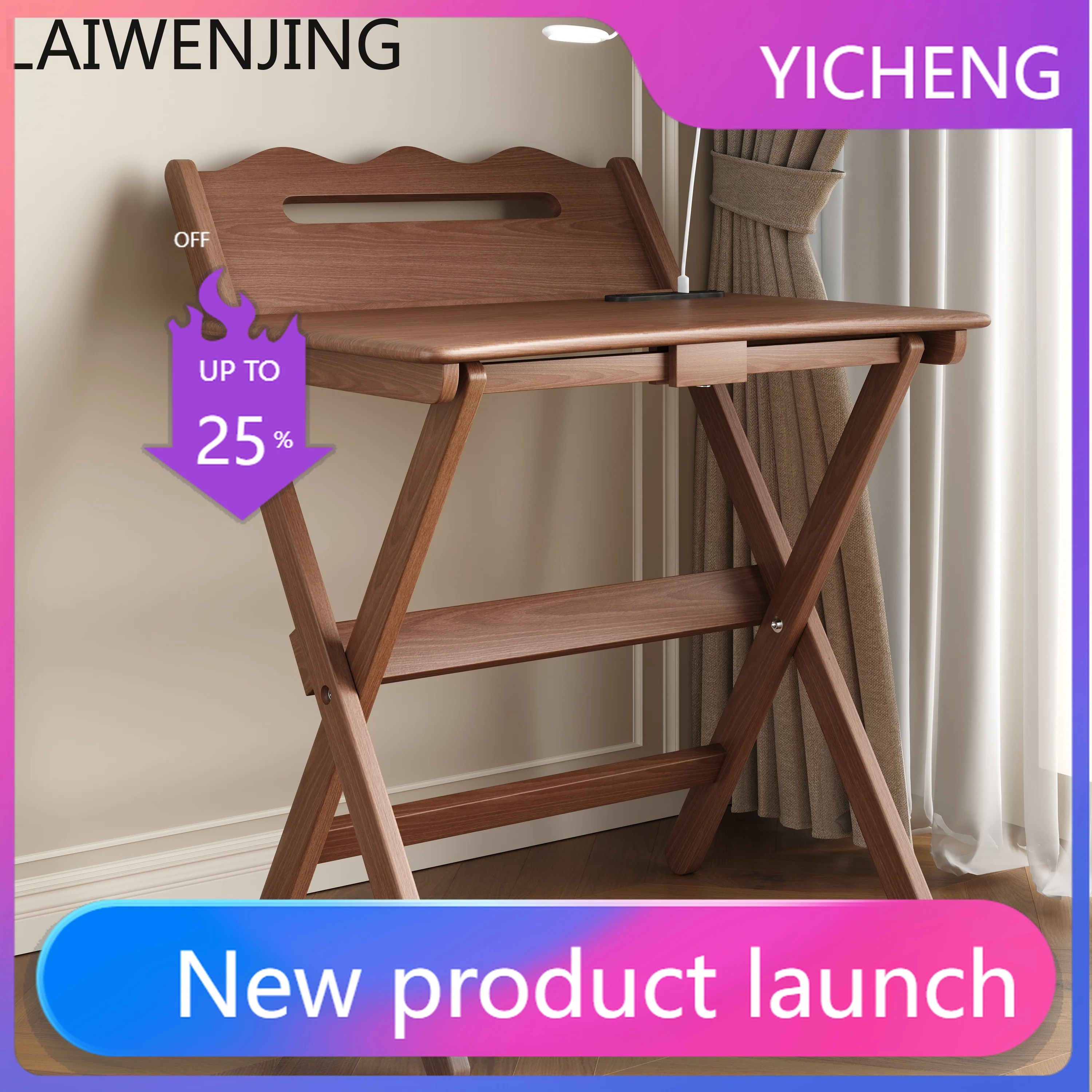 LYY  Solid Wood Folding Desk Home Portable Study Computer Desk Foldable Small Apartment Writing Desk