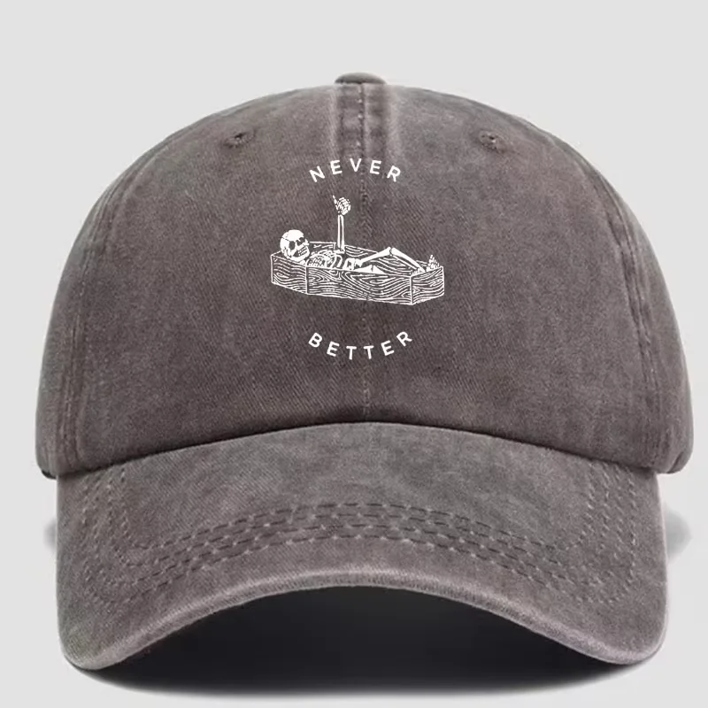 قبعة بيسبول بنمط جمجمة قابلة للتعديل لا تتلاشى أبدًا مصنوعة من القطن، قابلة للتنفس، وقابلة للغسل، وأسلوب متعثر