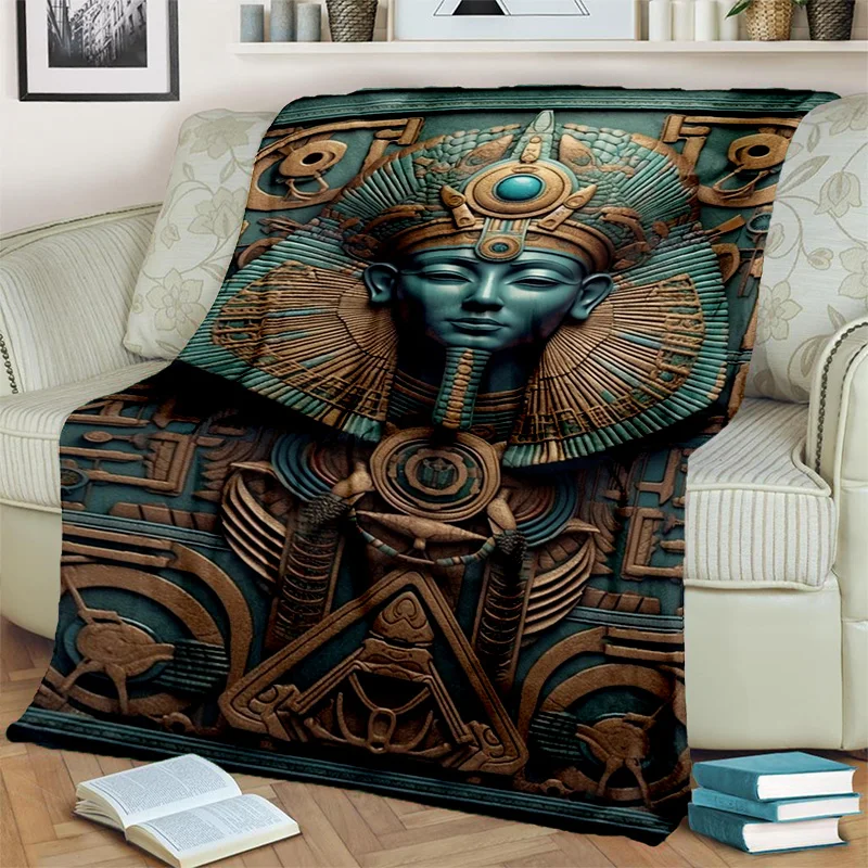 Pharaoh Egyptian Mythology Hieroglyphics Blanket,Soft Throw Blanket for Home Bedroom Bed Sofa Picnic Travel Office Cover Blanket