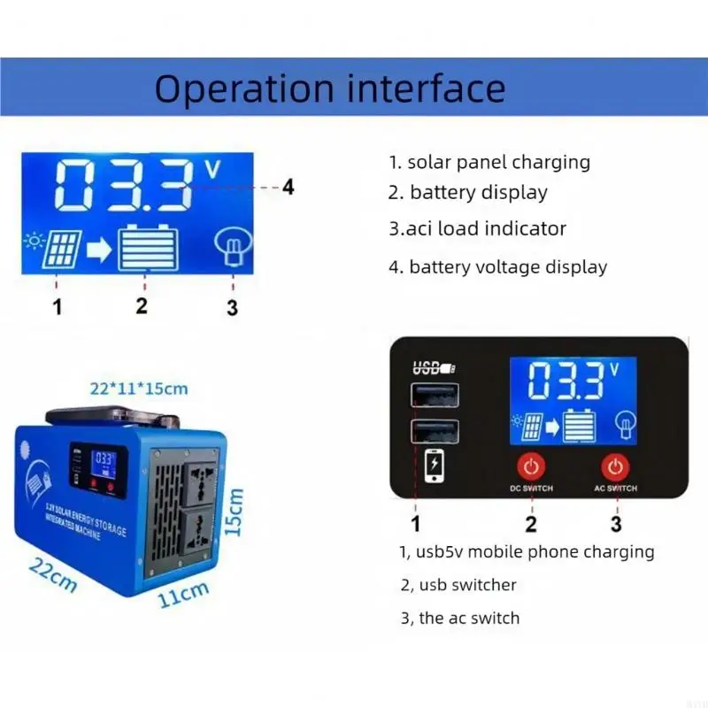 unidade armazenamento energia pouco peso 220V 300W com metal carregamento múltiplo M4YD do