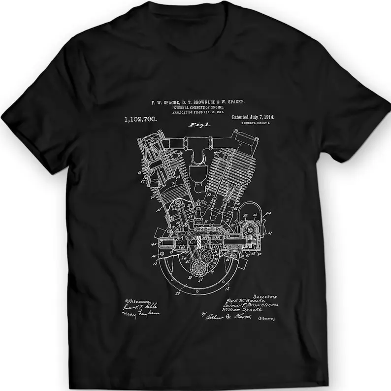 Internal Combustion Engine Patent Motorbike T-shirt Mens Gift Idea 100% Cotton Birthday Present