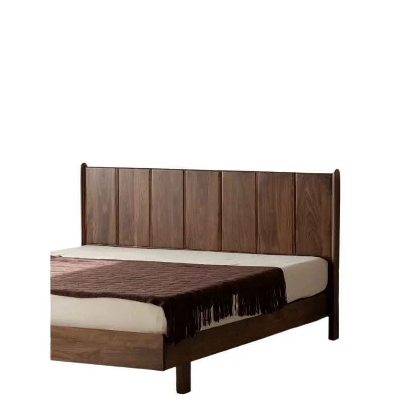 North American Black Walnut Bed All Solid Wood High End Tenon and Mortise Structure 1.8m Master Bedroom Big Bed Log Medium