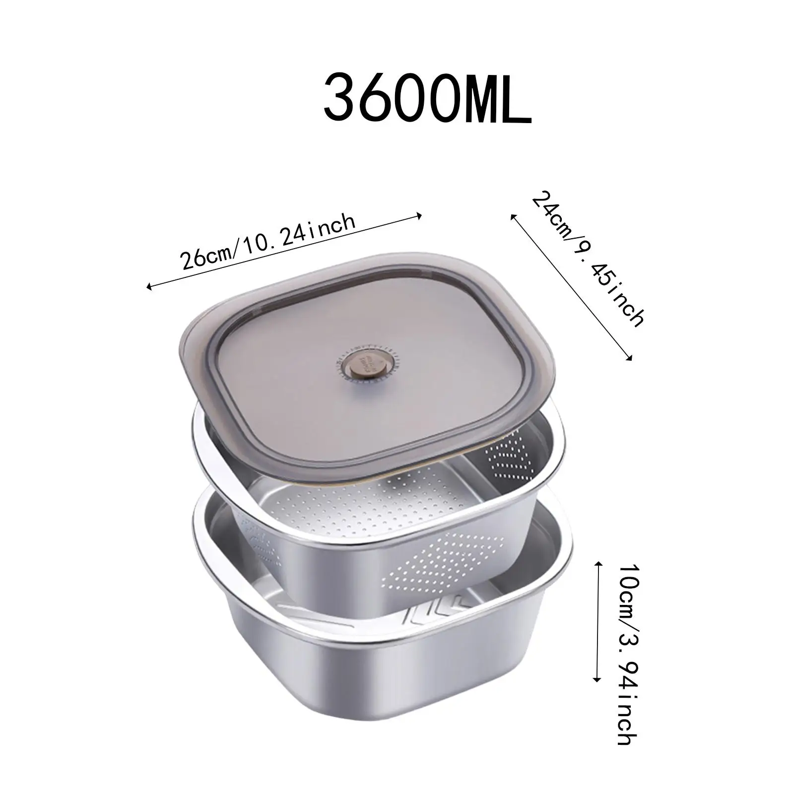 Stainless Steel Colander Bowl Set Food Storage Container for Grains Fruit
