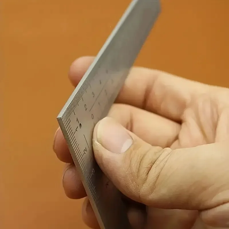 Mini régua de escala de precisão dupla face em forma de L de aço inoxidável - Ferramenta de medição de alta precisão para design de couro, material de metal