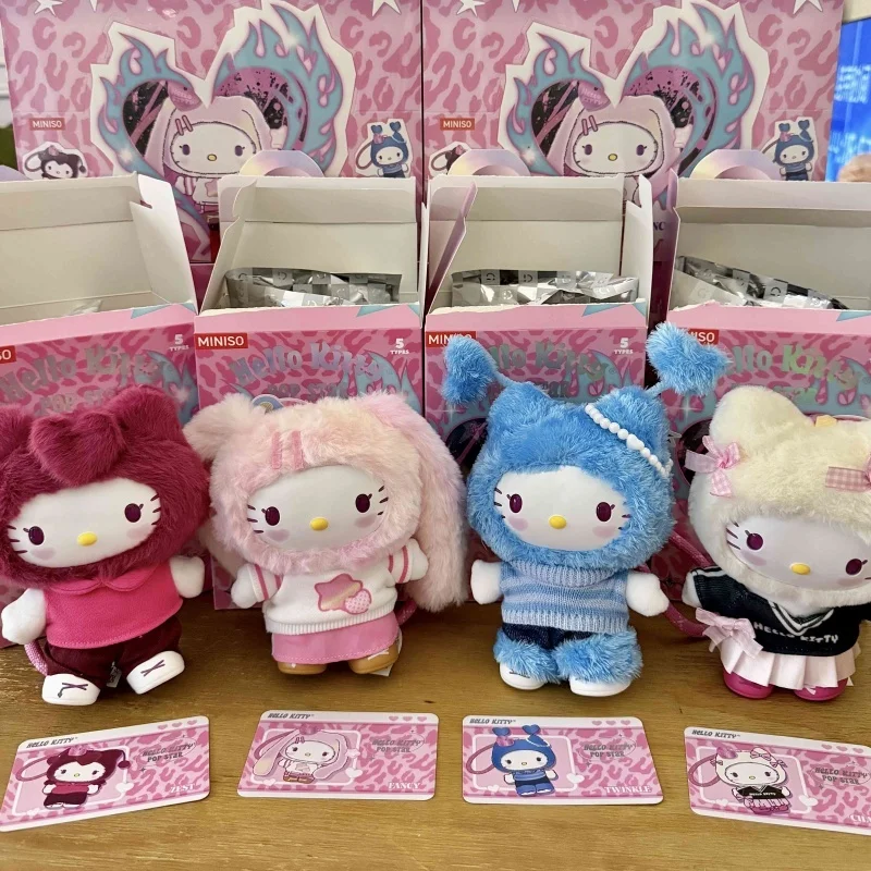 

Miniso Sanrio Hello Kitty Pop Star Series слепая коробка - кавайная виниловая фигурка, подвеска, милая аниме-модель, декор для рабочего стола, игрушка в подарок