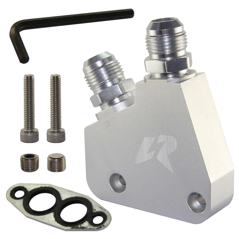 Adapter chłodnicy oleju LR FilterI Fit AN10 GM do silników Corvette C5 C6 C7 LS1 LS2 LS3 LS6 Gen IV LSX VE HSV czarny/srebrny — zdjęcie 7