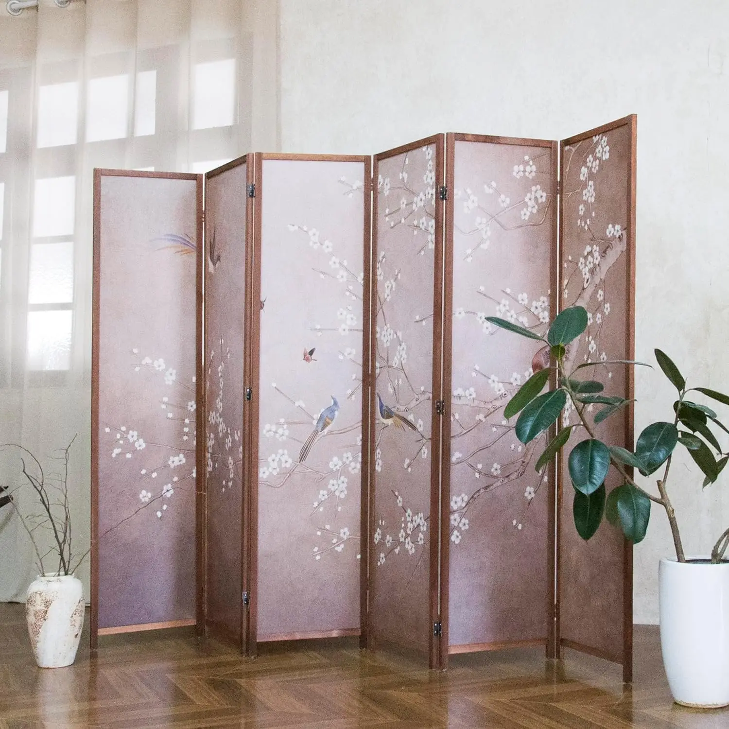 Six Panel Room Divider 56 Ft Tall Blackout Folding Privacy Screen Double Sided Freestanding Partition Wall Different Patterns Cl