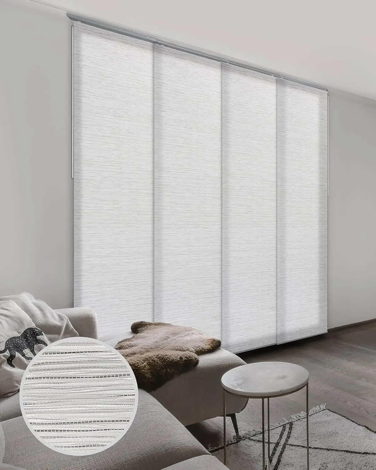 

Design Adjustable Sliding Panel Track Vertical Blinds 45.8"- 86" W x Up to 96" H, Extendable Blinds for Windows, Room Div