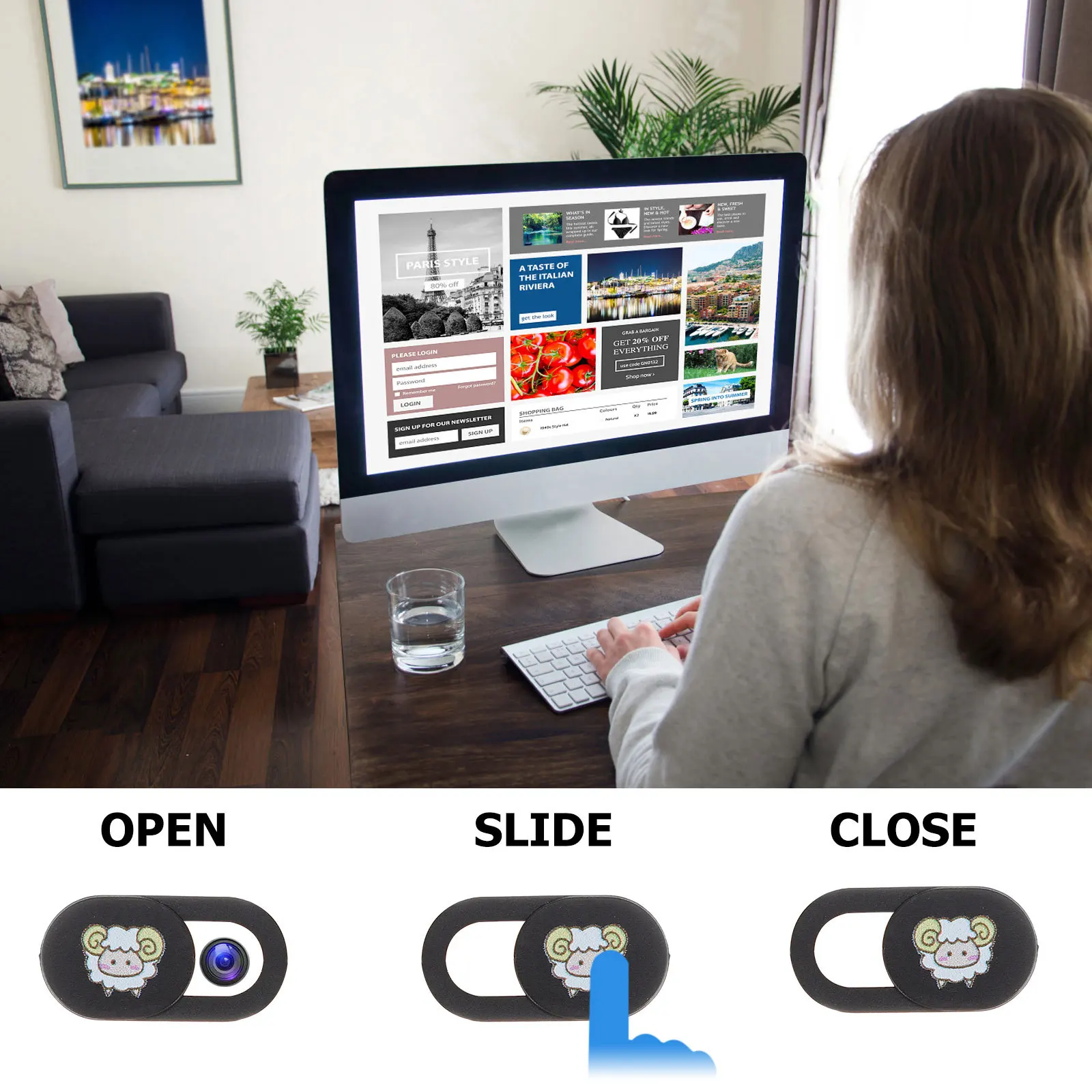 

12Pcs Web Camera Cover Chinese Zodiac Design for Laptop Pc Tablet Practical Durable ABS Material