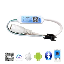 5PCS Mini Bluetooth Pixel LED Controller SP621E Phone APP Remote Control DC Or USB For WS2811 WS2812B WS2813 LED Strip DC5~24V
