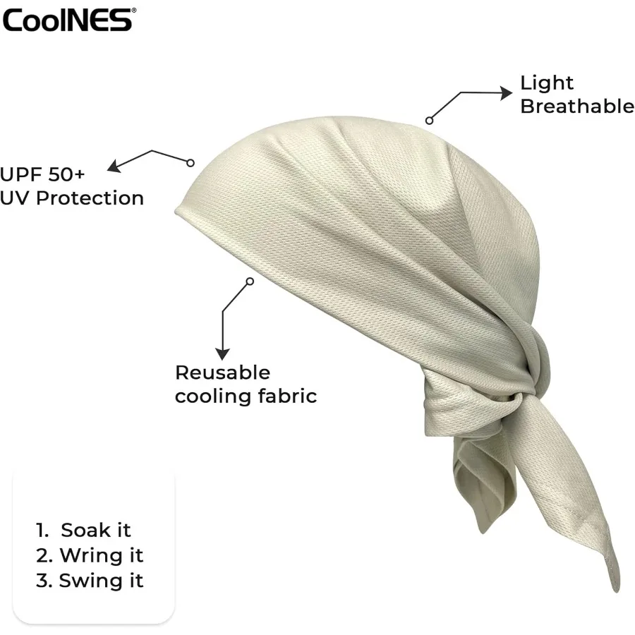 باندانا تبريد قابلة للتعديل من CoolNES للأنشطة الخارجية والرياضة - تبريد فوري عند مبلل بعامل حماية من أشعة الشمس 50 خفيف الوزن