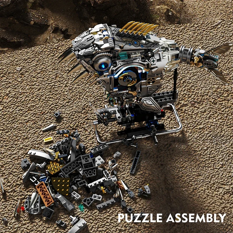 MOC Creative Mechanical Piranha Building Blocks อิฐจําลองสัตว์ทะเล Light ปลารุ่นประกอบของเล่นเด็กของขวัญวันเกิด