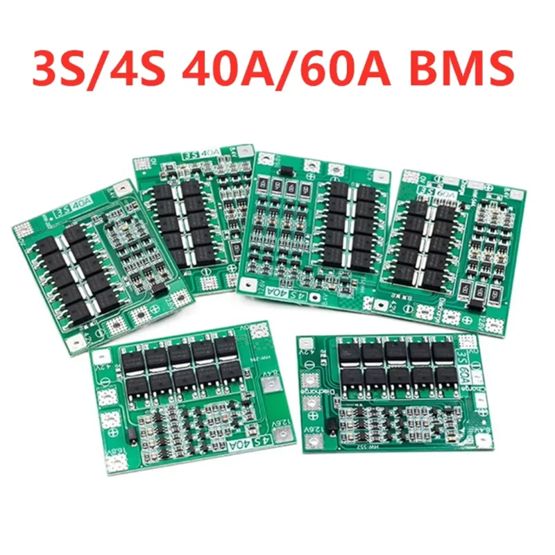 3S 4S 40A 60A Li-ion Battery Charger Protection Board 18650 BMS For Drill Motor 11.1V 12.6V/14.8V 16.8V Enhance/Balance