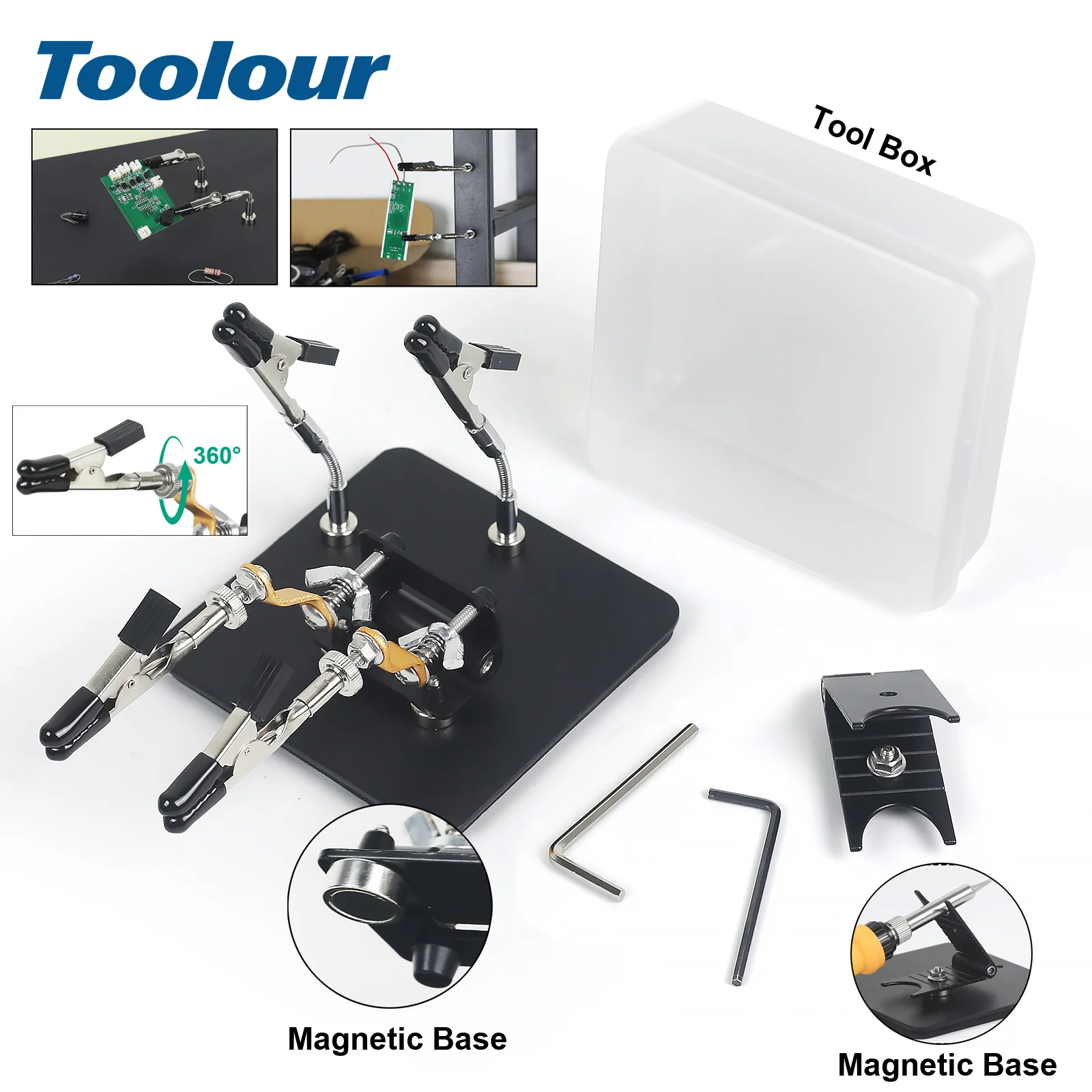 

Magnetic Helping Hands Soldering Station with Soldering Iron Stand 360° Rotatable Adjustable PCB Holder for Electronics Repair
