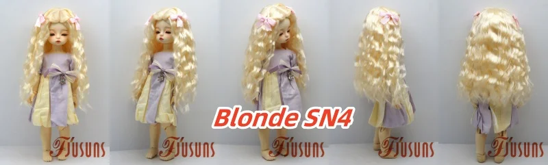 JD880 Lange Sauvage Welle Mittelscheitel Meerjungfrau Lockig mit Twin Bow Braids Puppe Perücken 1/8 1/6 1/4 1/3 Pullip Blythes BJD Haar – Detail 20