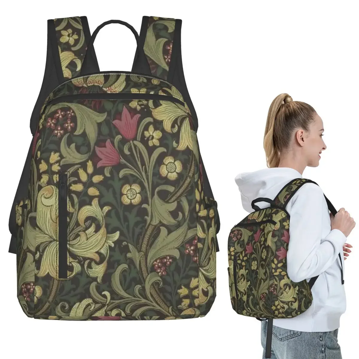 

William Morris Bullerswood Backpack Student Boys Girls BookBag Kids School Bag Laptop Shoulder Bags for Men Women