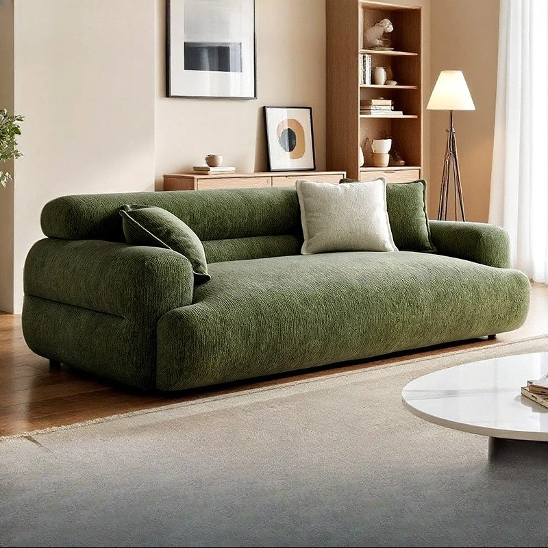Factory direct sales French retro green chenille sofa small apartment living room straight row fabric sofa valley sofa