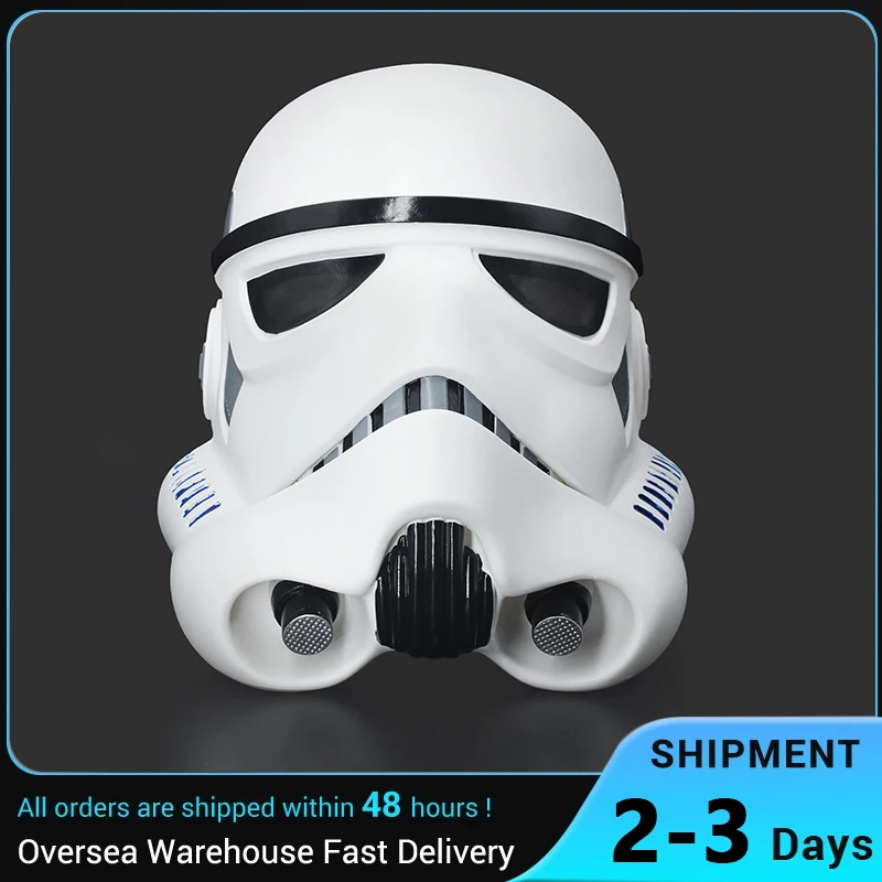 PVC White Soldier Blue Side Full Head Wearable Helmet Mask Hard Shell Surface Collectible Display Headgear For Star SW Adult Hobby Enthusiasts