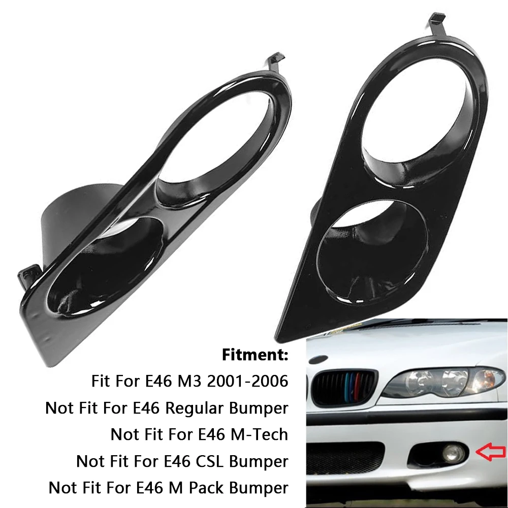 

2pcs Glossy Black Car Front Bumper Fog Light Covers 51112695255 for BMW E46 M3 2001-2006