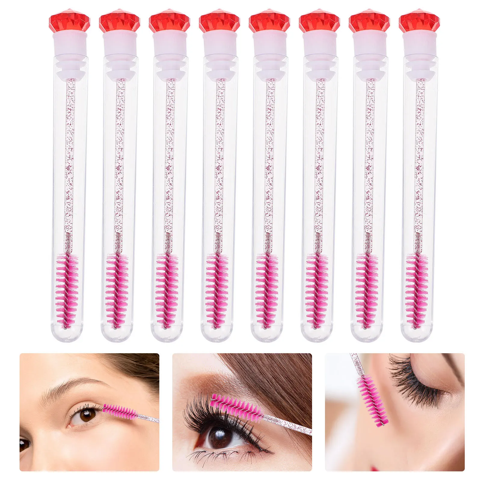 8Pcs Eyelash Brush Mascara Wand Tubes Set Ergonomic Lash Comb for Natural Eyelash Finish Beauty Salon Personal Makeup Brush
