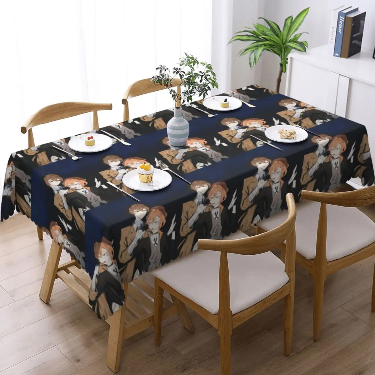Bungou Stray Dogs Wan Anime Dazai And Chuuya Custom Rectangular Tablecloth Waterproof Table Cover for Festival Party Table Cloth
