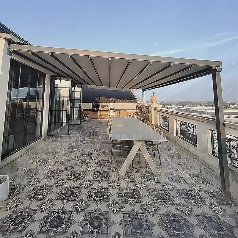 

Aluminum Retractable Canopy with Adjustable Angle Waterproof for Garden Patio; Patio Cover Outdoor Shade; Similar: Gazebo Awning