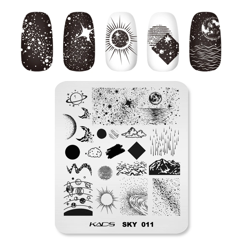 KADS Stamping Plates For Nails Sky 011 Moon Cloud Galactic System Pattern Stamp Template Design Stainless Steel Stencil DIY Tool