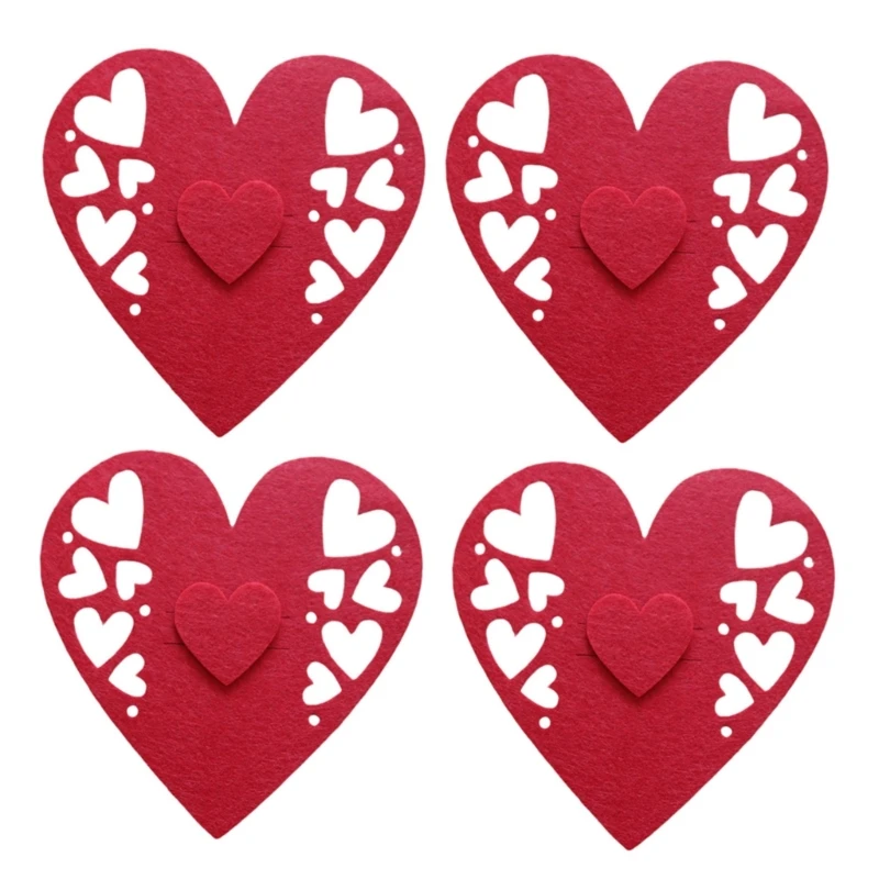 

Y3NA 4 PCS Valentine's Day Love Cutlery Bag Set Fork Knife Bag Tableware Holder Bags