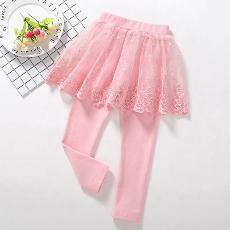 Baby Girls Leggings Kids Lace Princess Skirt Pants Spring Autumn Children Cotton Trousers Girl Solid Color Leggings 1-6Y