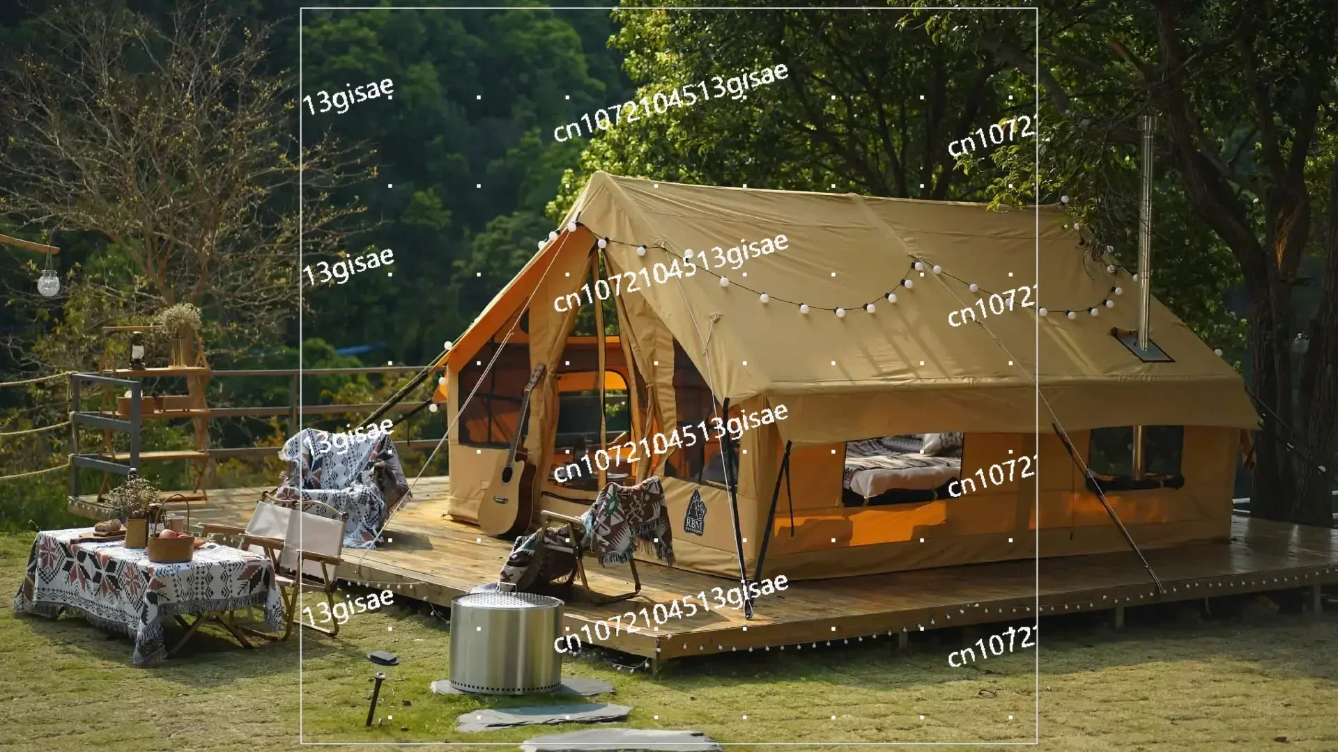 

Advanced "Panda Air" Large Outdoor Roof Tent Is Most Suitable for 1-6 People Camping Air Pole Cotton Tent Family Gathering