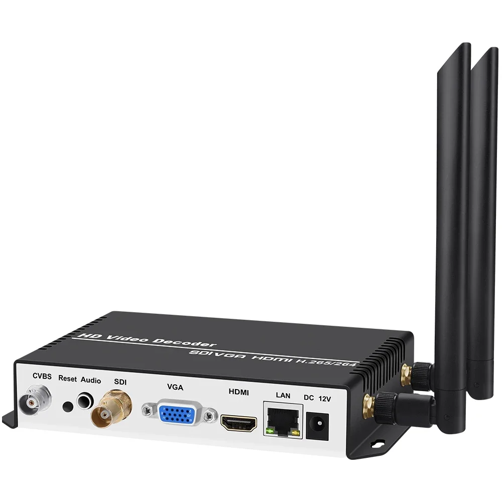 Decodificatore per streaming video H.265 H.264 SDI HDMI VGA CVBS Decodificatore per telecamera IP HD per supporto di decodifica SRT