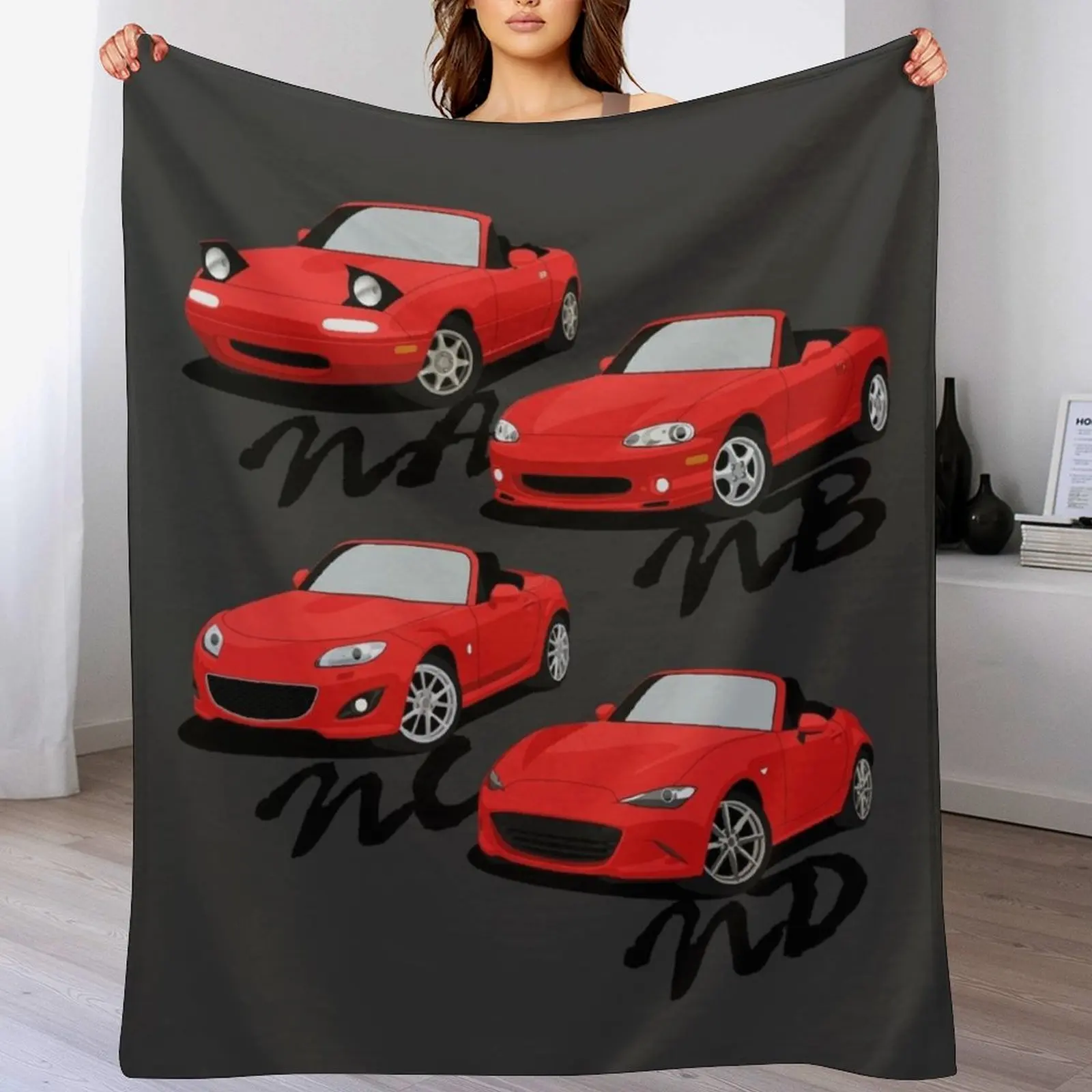 Miata Generations Throw Blanket Anti Shedding Soft Fuzzy Blanket for Home